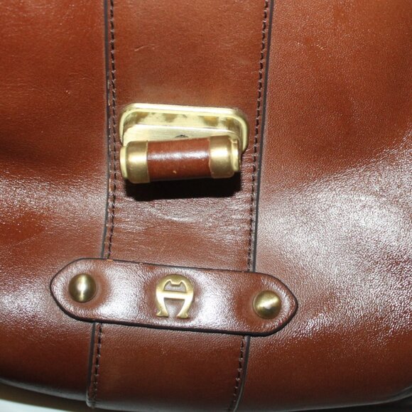 Large $368 Etienne Aigner Luggage Brown Tote Carry On Weekender Bag Purse - Picture 10 of 10